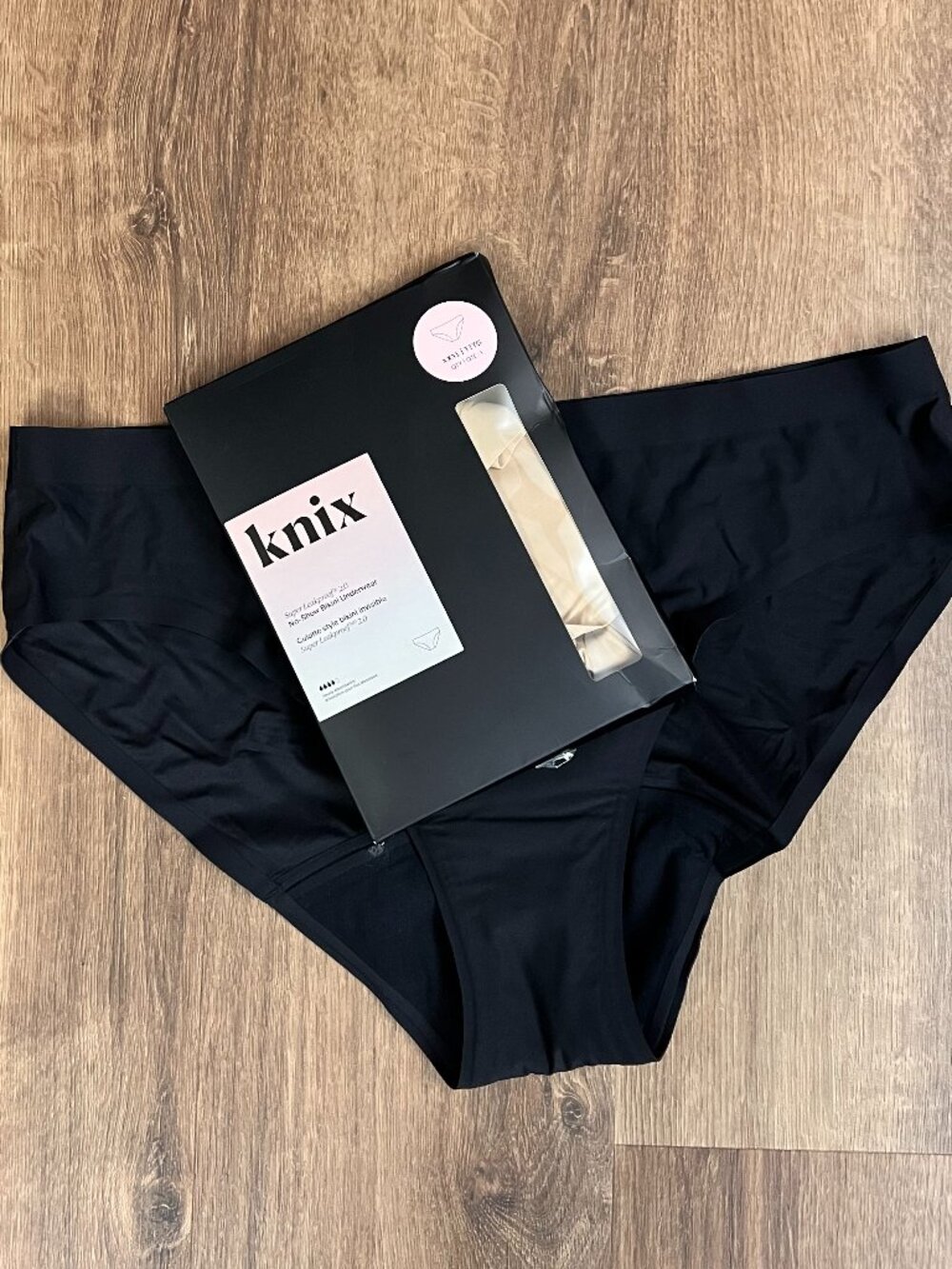 2 Knix Super Leakproof 2.0 No-Show Bikini Underwear Beige and Black Sz XXXL